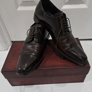 Mezlan Brown Oxford Dress Shoes Polished Leather and Traditional Lace-Up  Sz 8.5